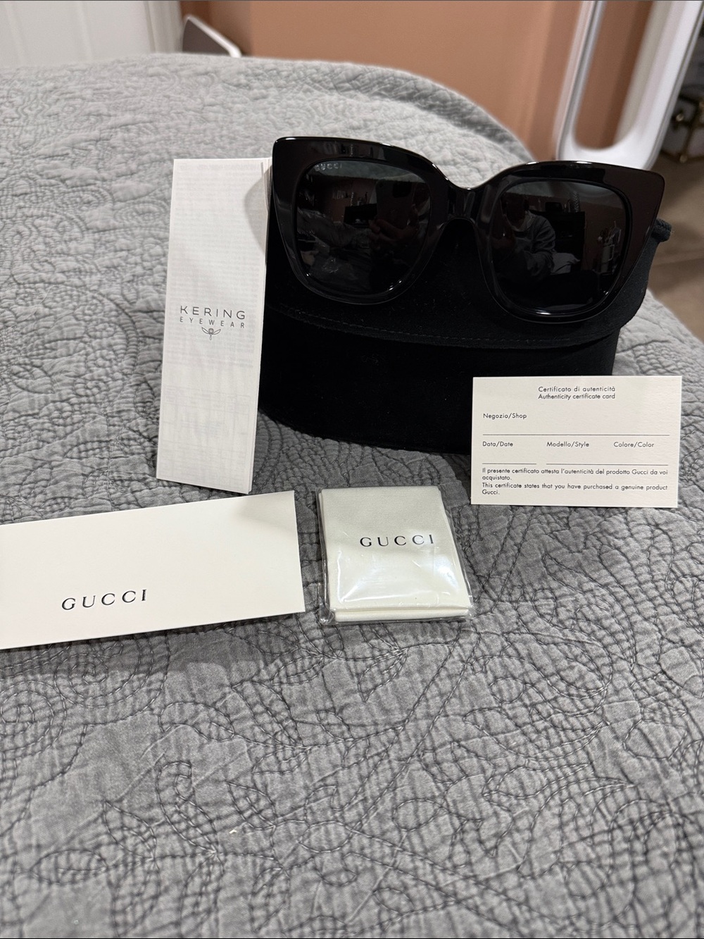 NWT Gucci Black Oversized Square Sunglasses